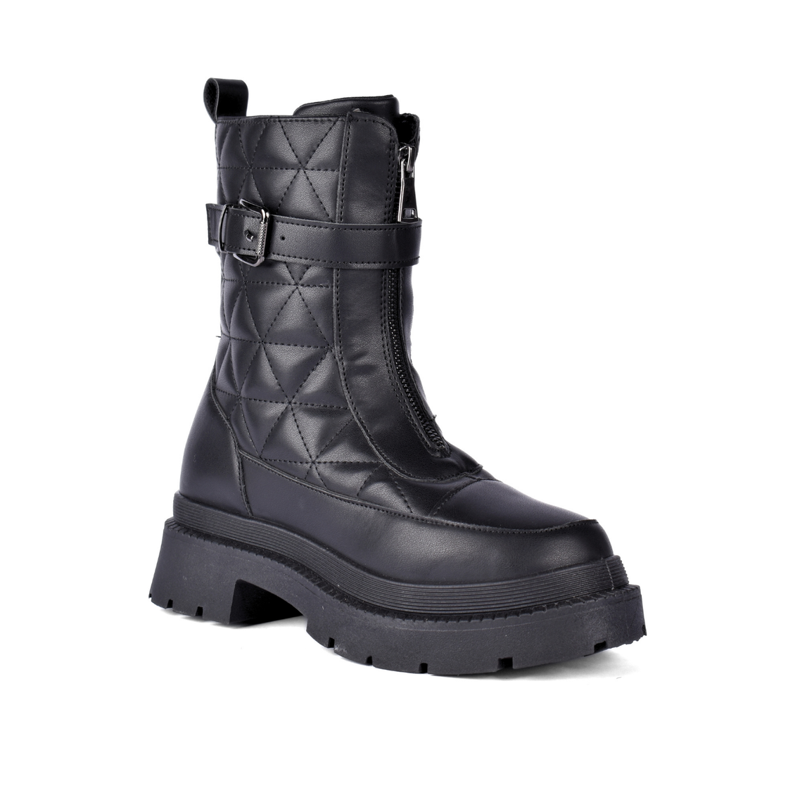 Fashion Leather Half Boots With Zipper