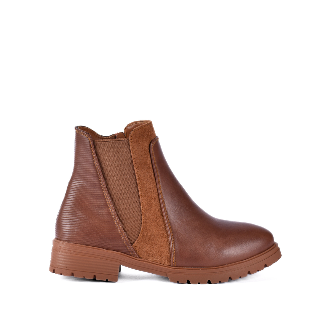 Simple Flat Leather Ankle Boot With Buckle