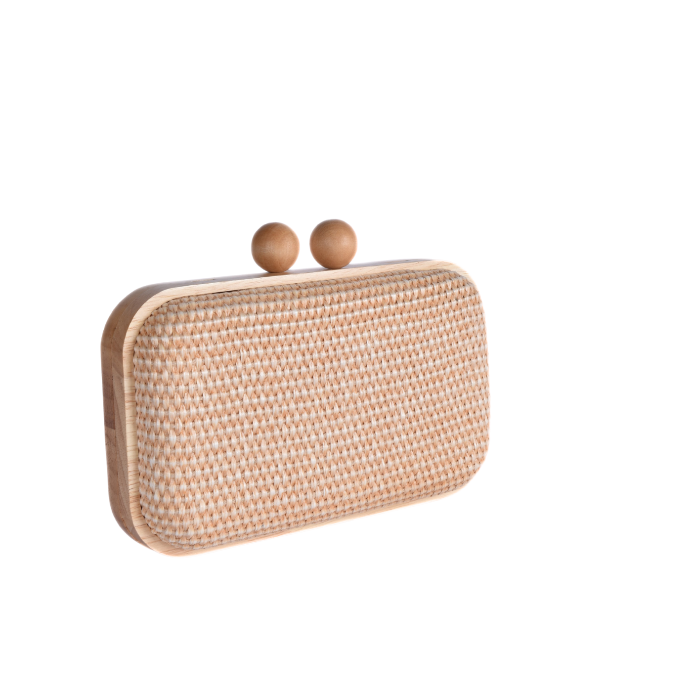 Woven Clutch With Wooden Frame and Round Clasp Melouk
