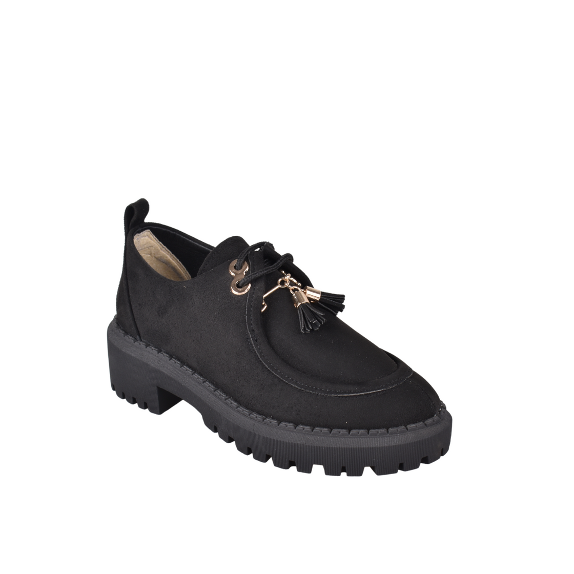 Flatform loafer made from Suede with fringe