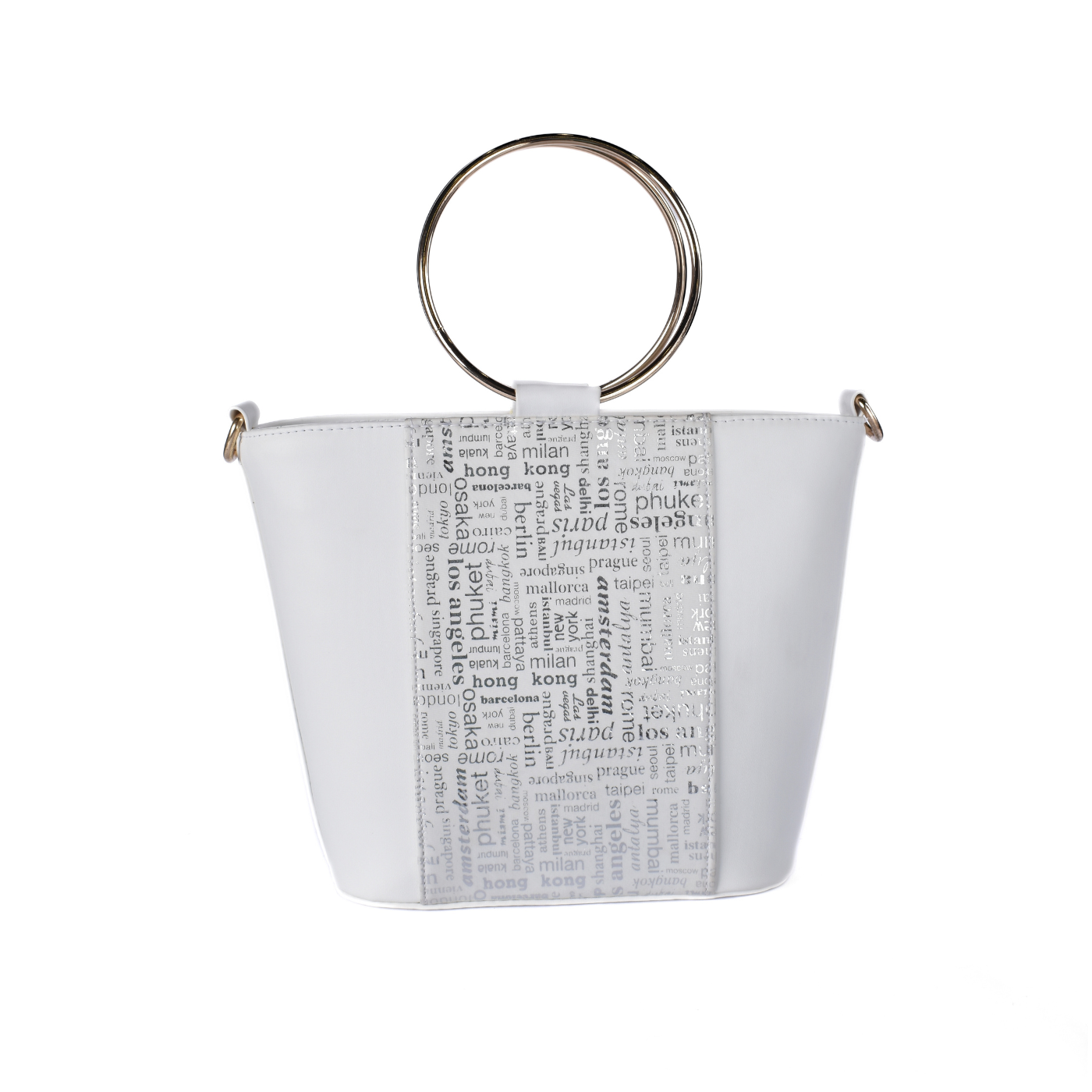 Embossed Leather Handbag With Gold Handle Melouk
