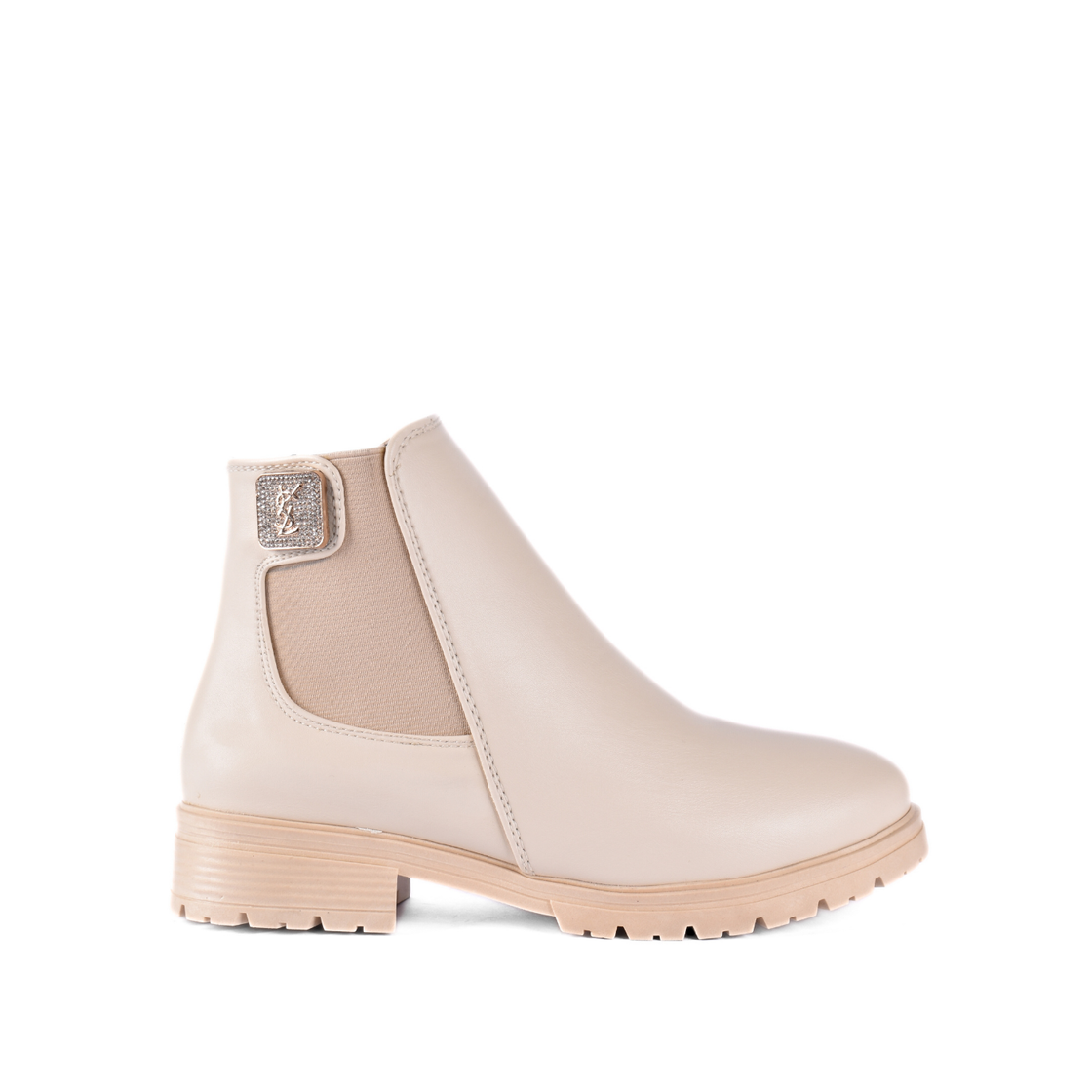 Simple Flat Leather Ankle Boot With Buckle