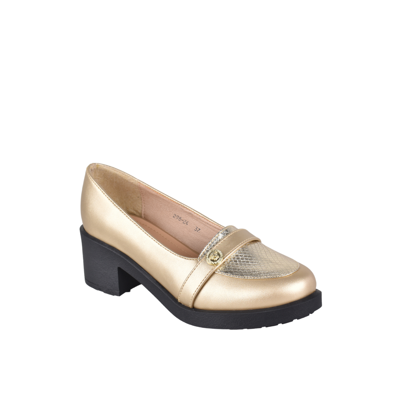 Leather Casual Loafer With Studs Gold Melouk