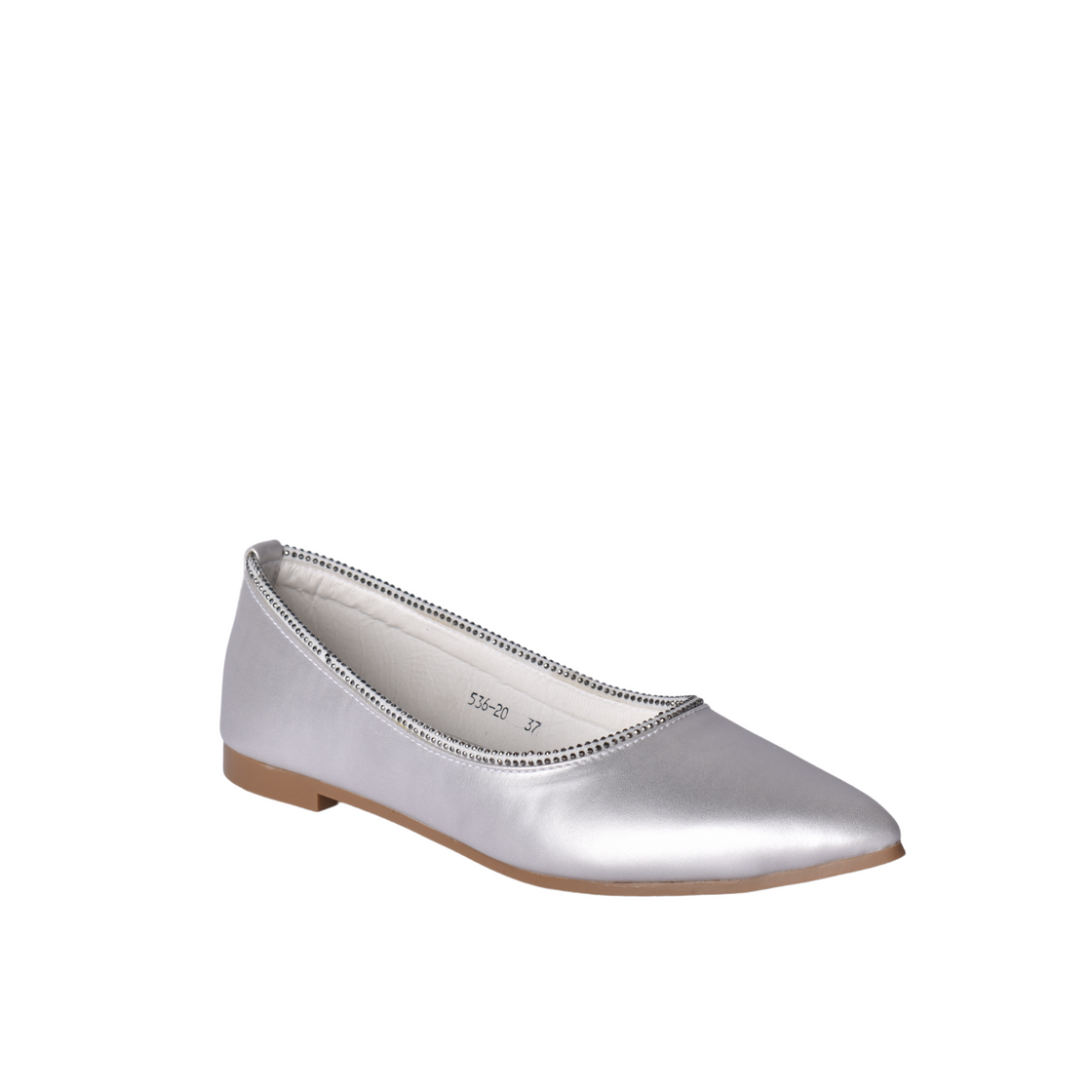 Leather Flat  Shoe With Shiny Buckle