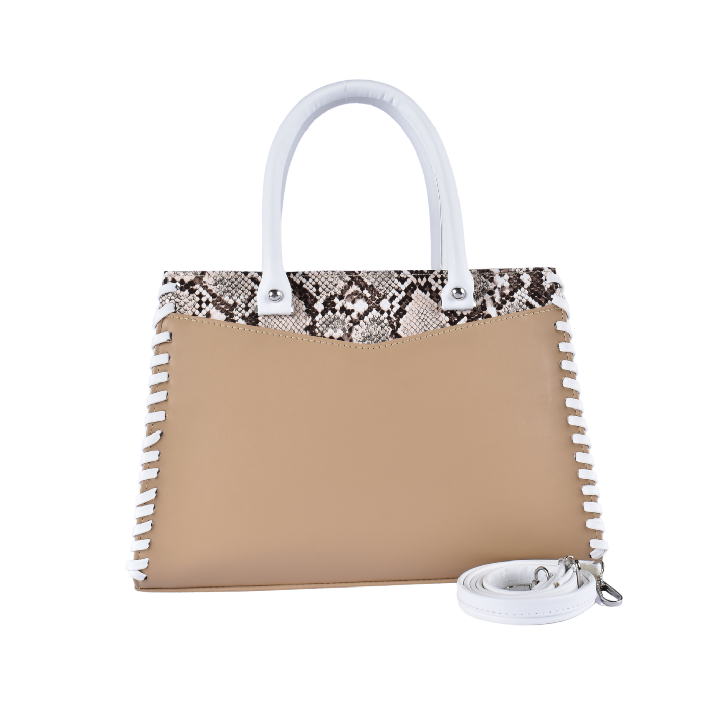 Embossed Leather Handbag Coffee Melouk