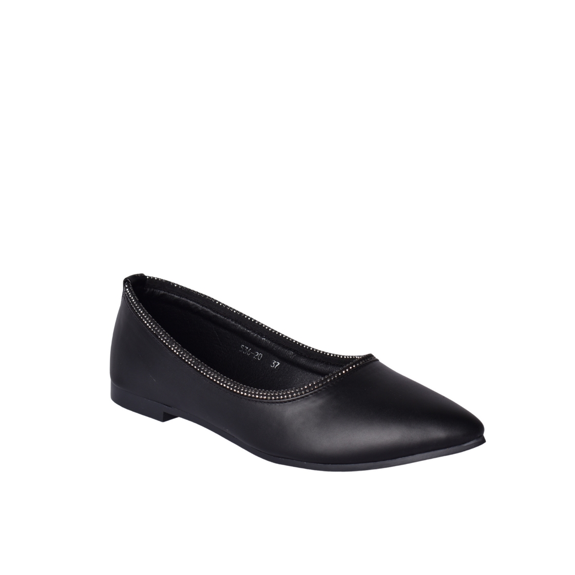 Leather Flat  Shoe With Shiny Buckle