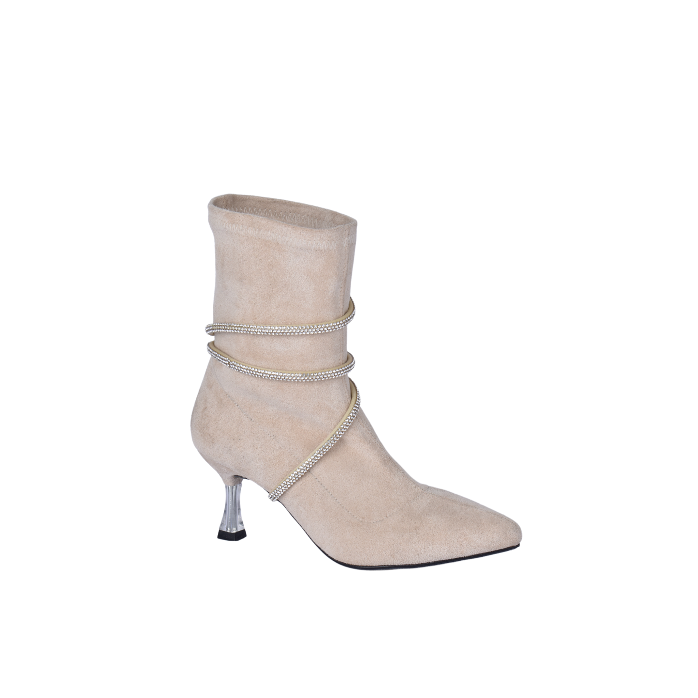 Suede Ankle Boots With Vinyl Heel