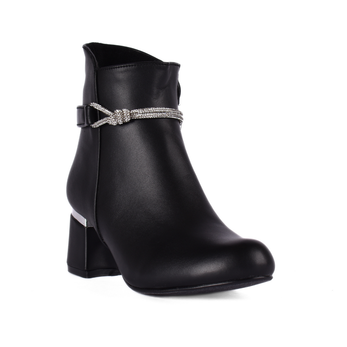 Simple Flat Leather Ankle Boot With Buckle