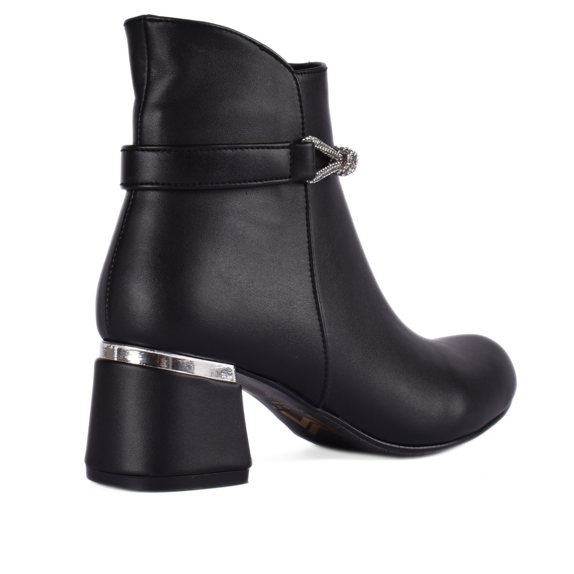 Simple Flat Leather Ankle Boot With Buckle