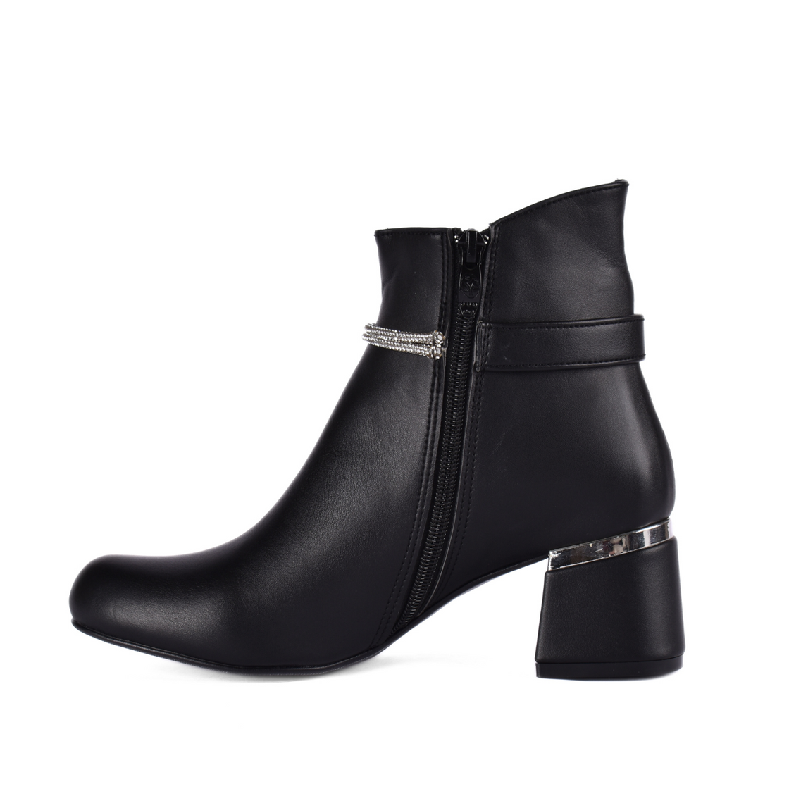 Simple Flat Leather Ankle Boot With Buckle