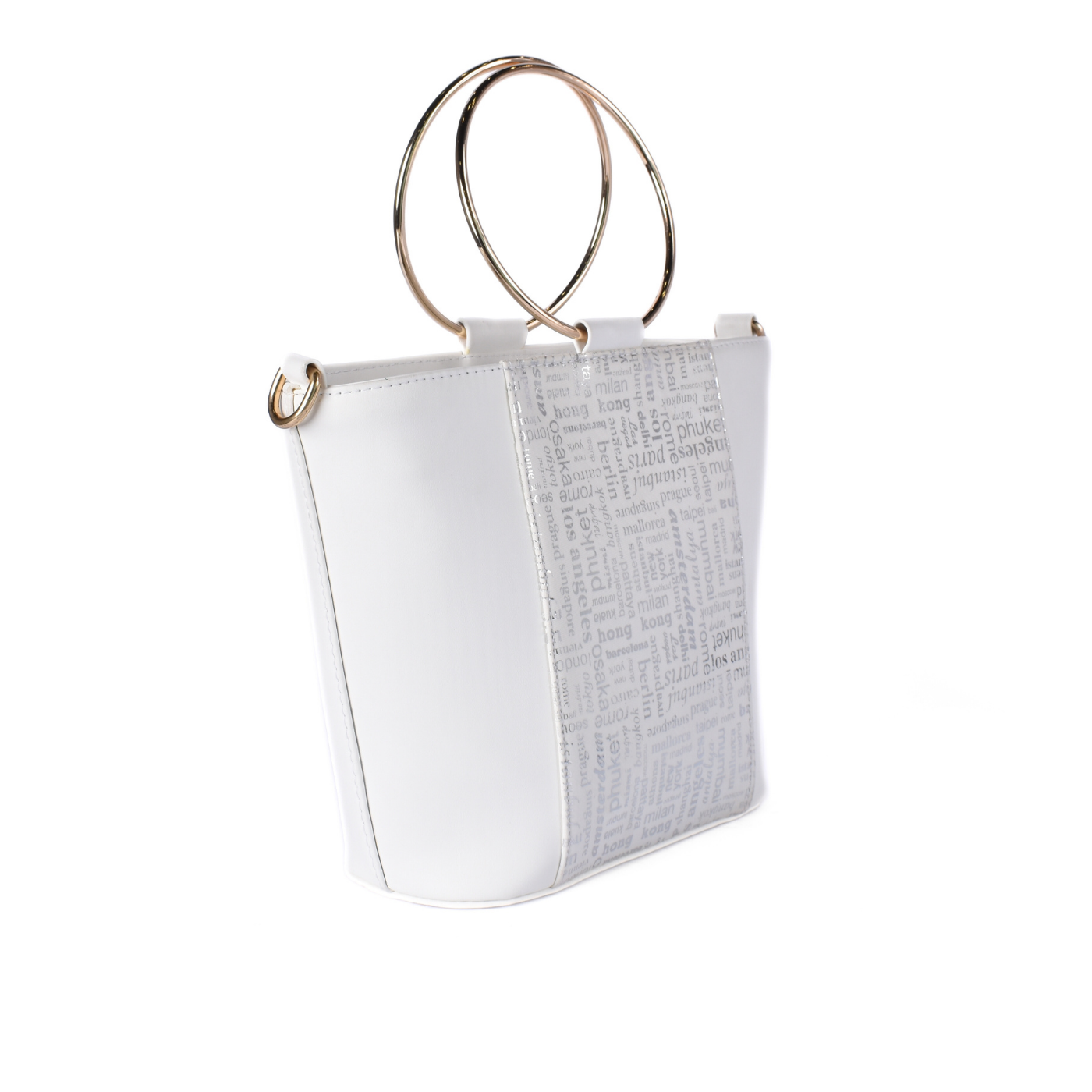 Embossed Leather Handbag With Gold Handle Black Melouk