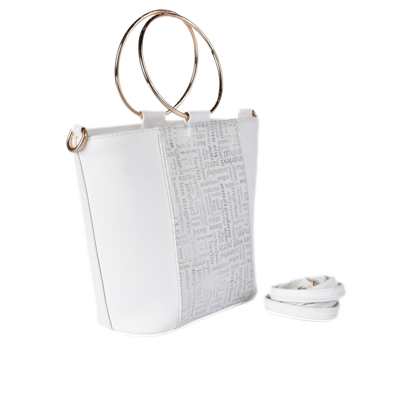 Embossed Leather Handbag With Gold Handle Melouk