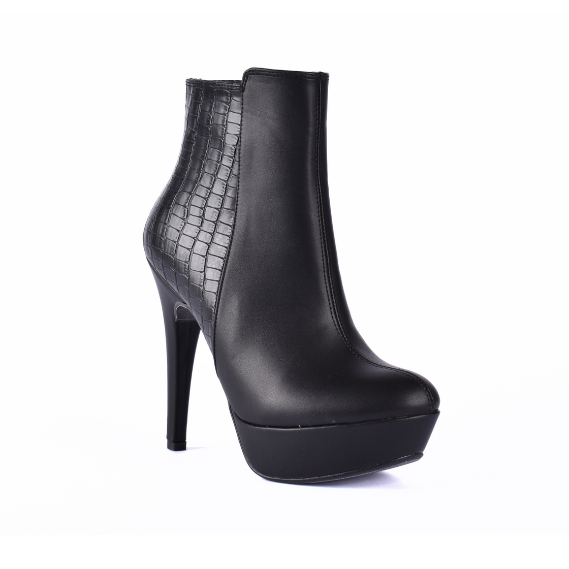 Pointed Heel Leather Half Boots