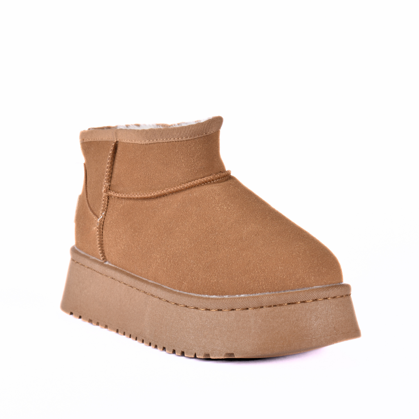 Simple Fur Platform Ankle Boots havana Melouk
