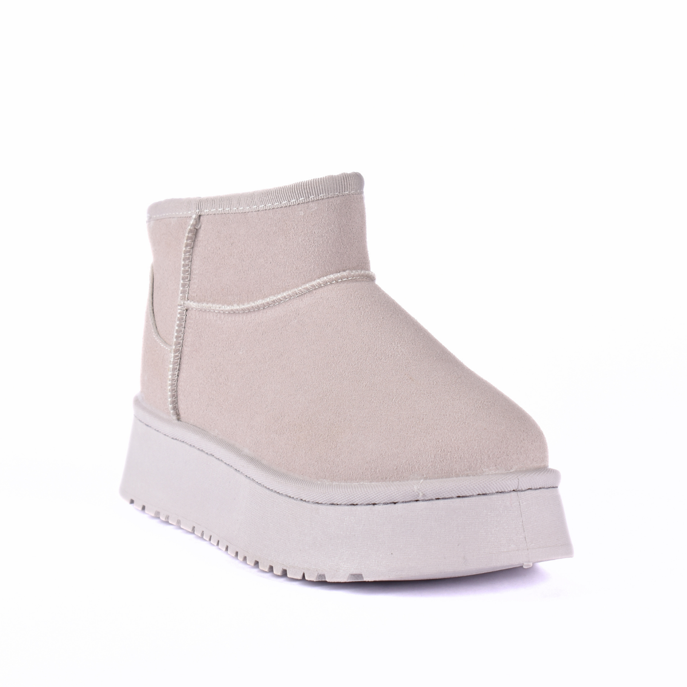 Simple Fur Platform Ankle Boots Beige Melouk