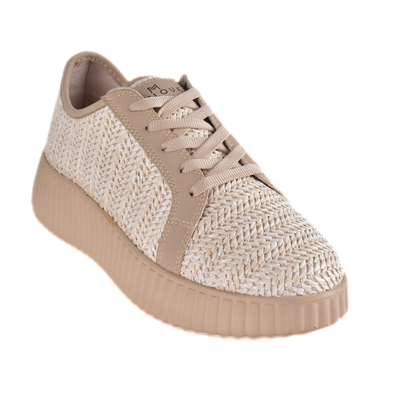 Textile Stitched Flat Shoes Beige Melouk