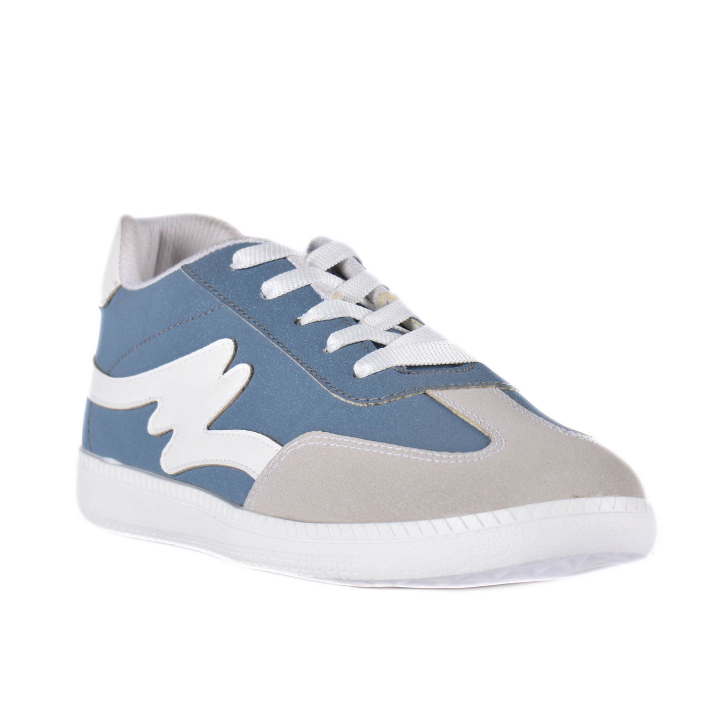 Comfy Flat Sneakers With Details Light Blue Melouk