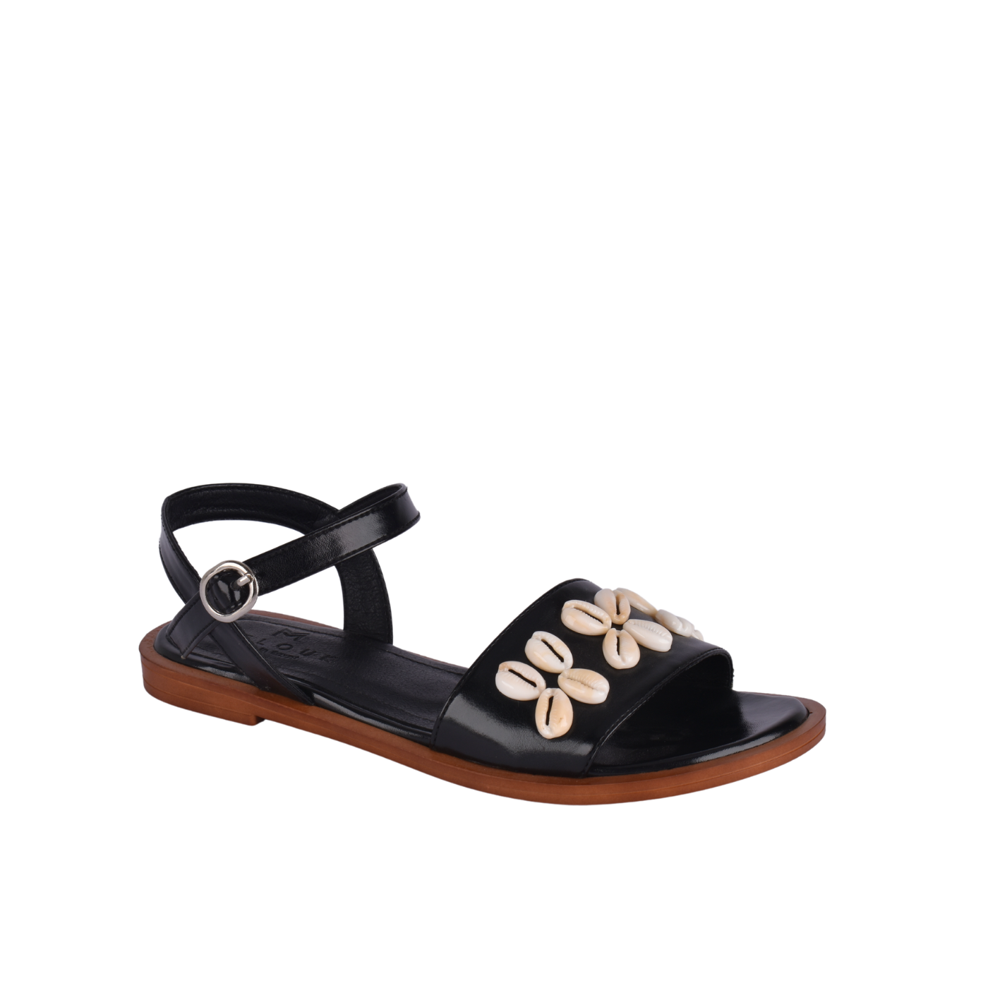 Flat buckle sandal with details