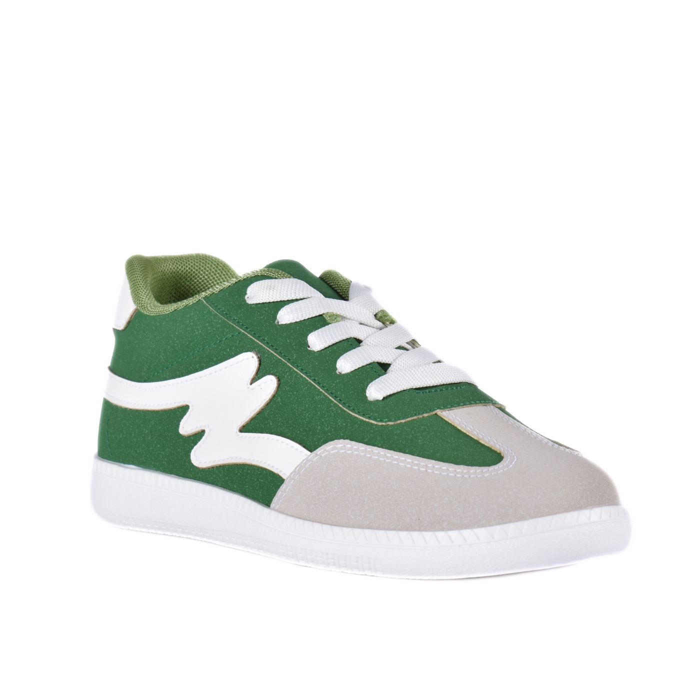 Comfy Flat Sneakers With Details Green Melouk