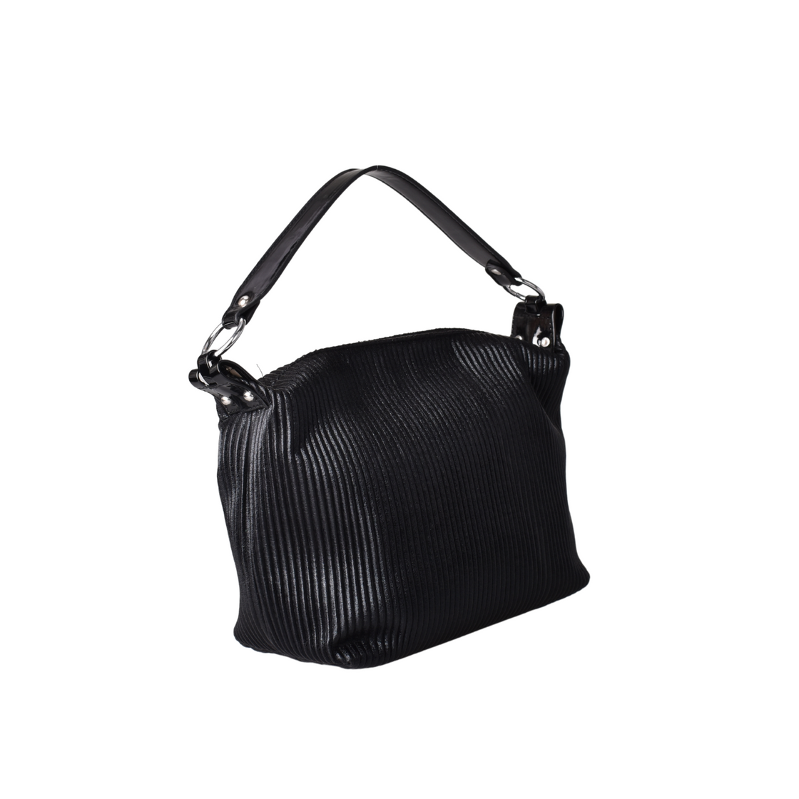 Embossed Leather Shoulder Bag with Details