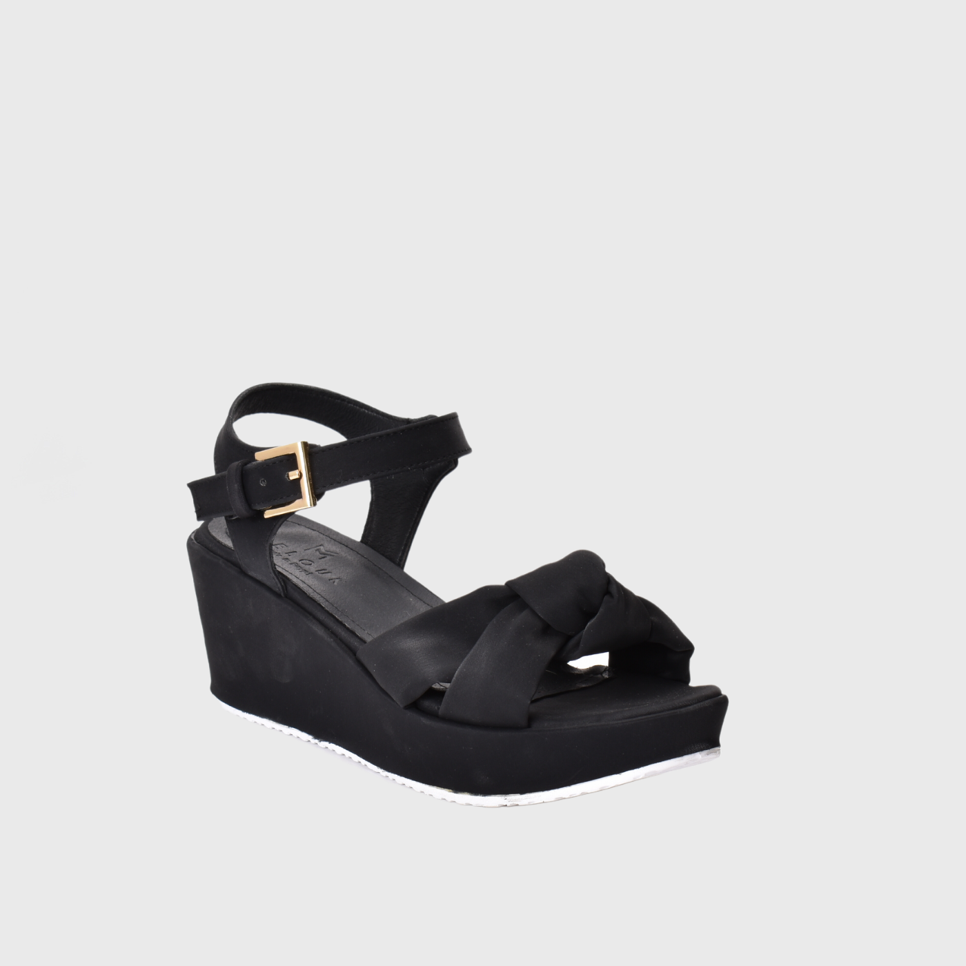 Black Wedge Sandal With Bow