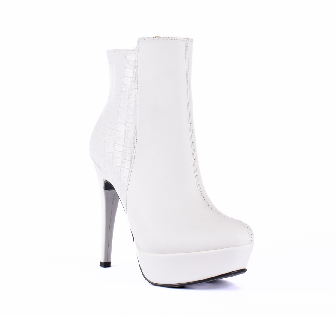 Pointed Heel Leather Half Boots