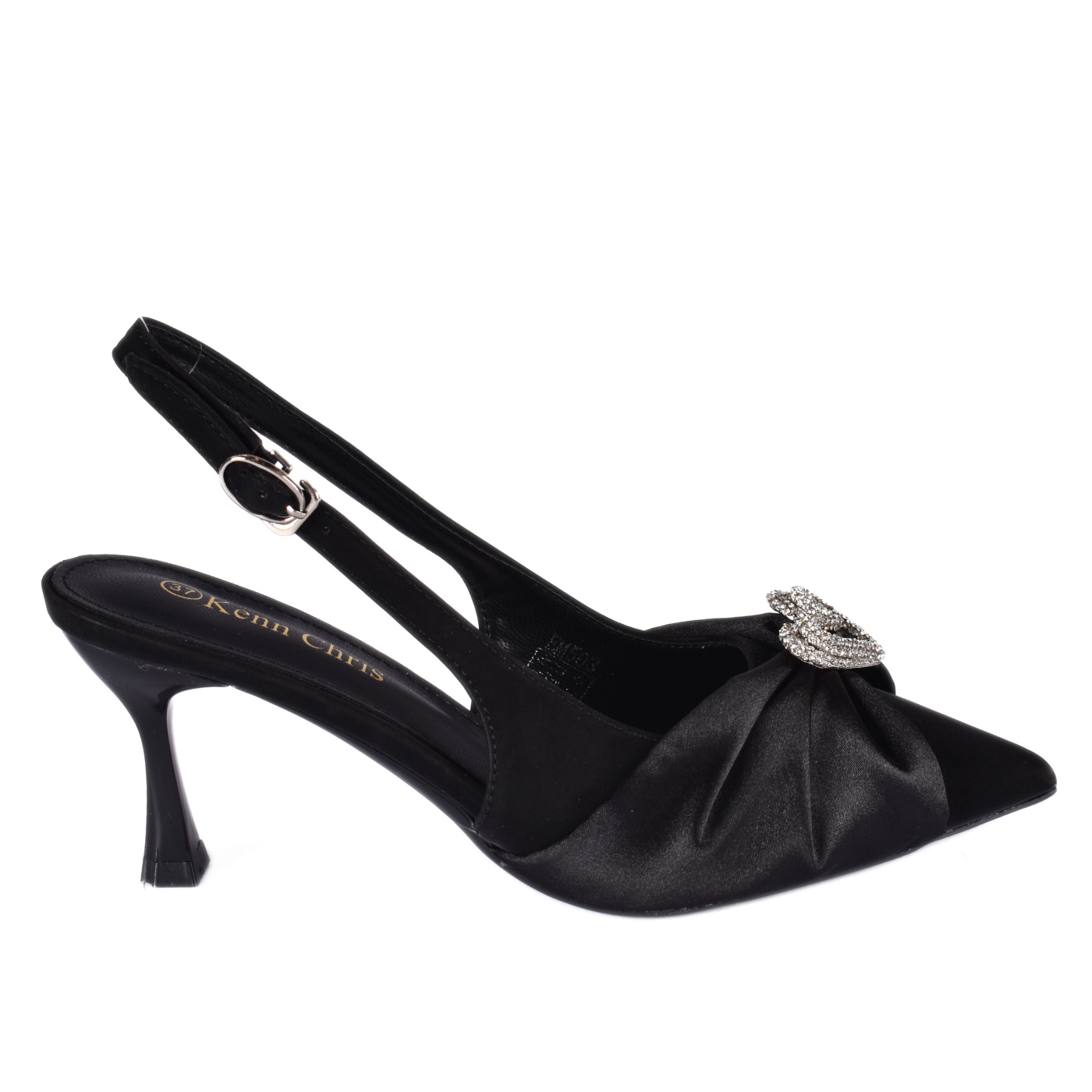 Buckle Closure Heeled Sandals With Decorative Accessory