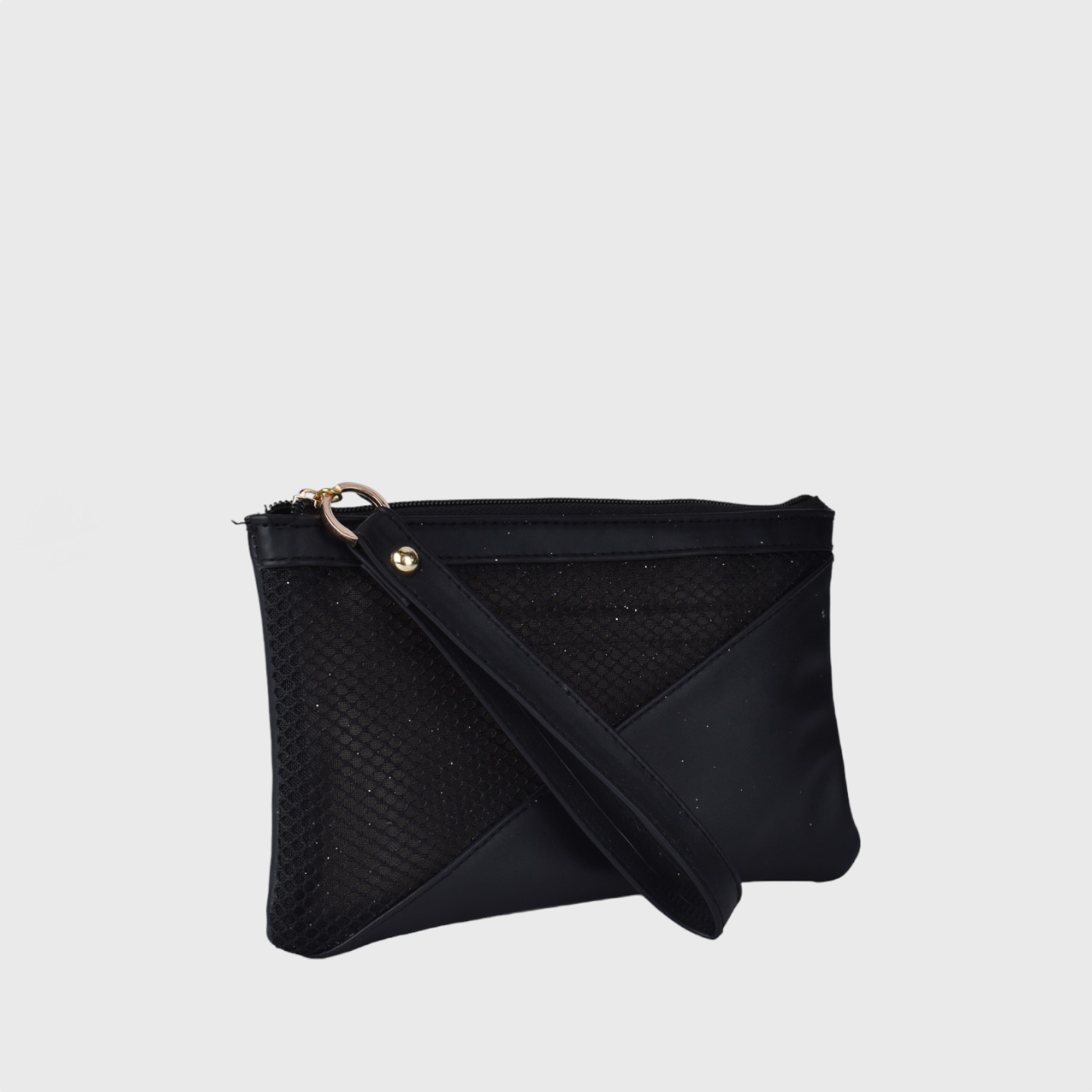 Mini Leather Black Clutch with Straps