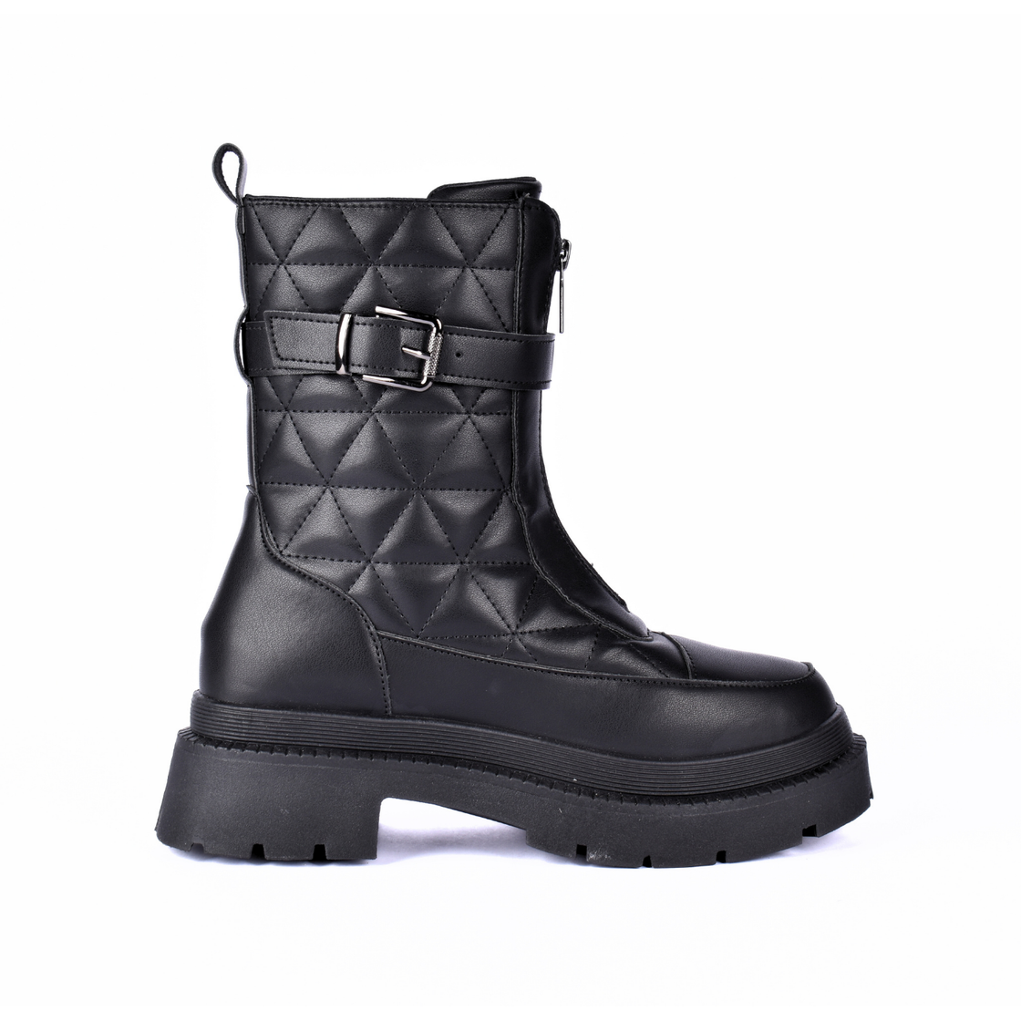 Fashion Leather Half Boots With Zipper