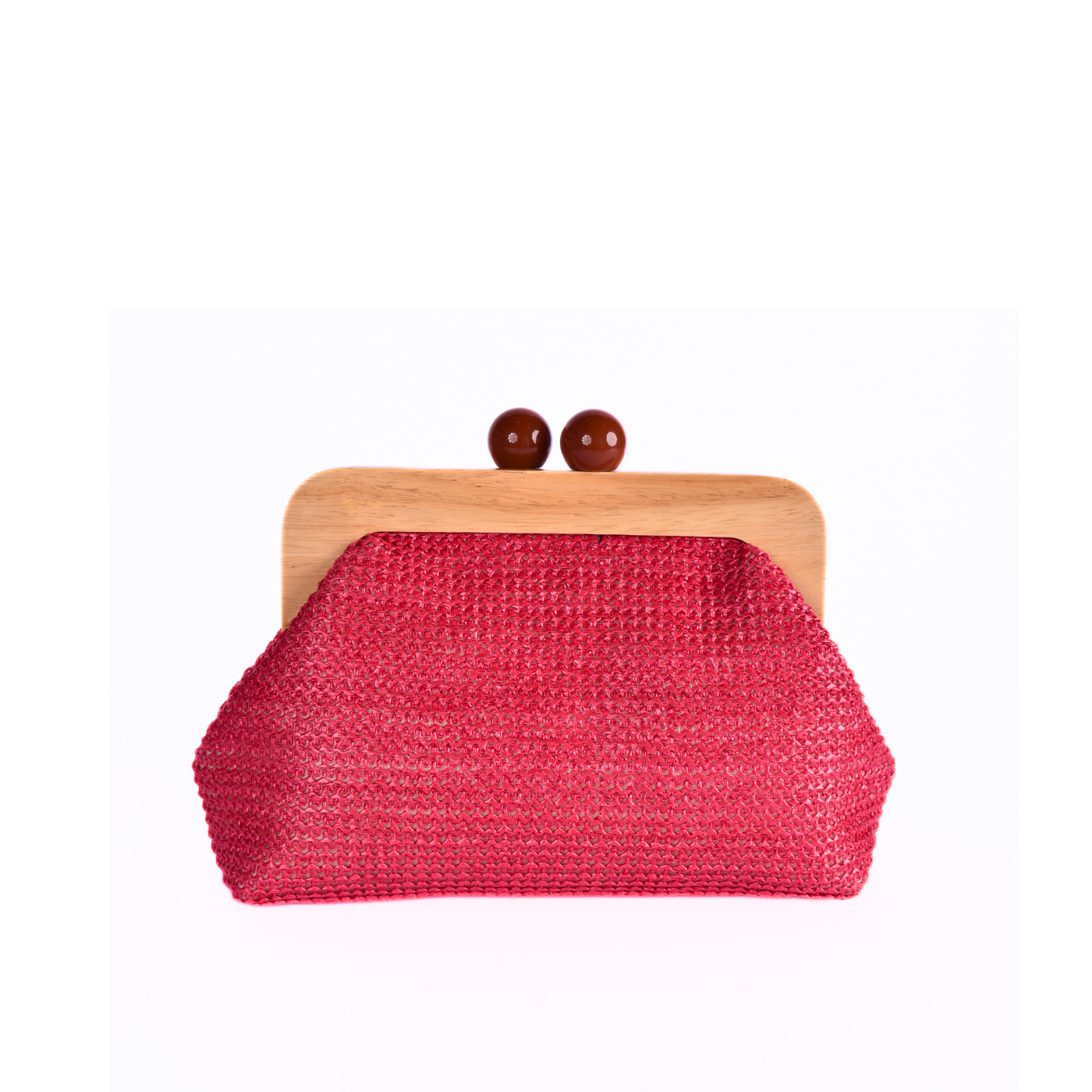 Woven Clutch With Wooden Frame and Ball Clasp Melouk