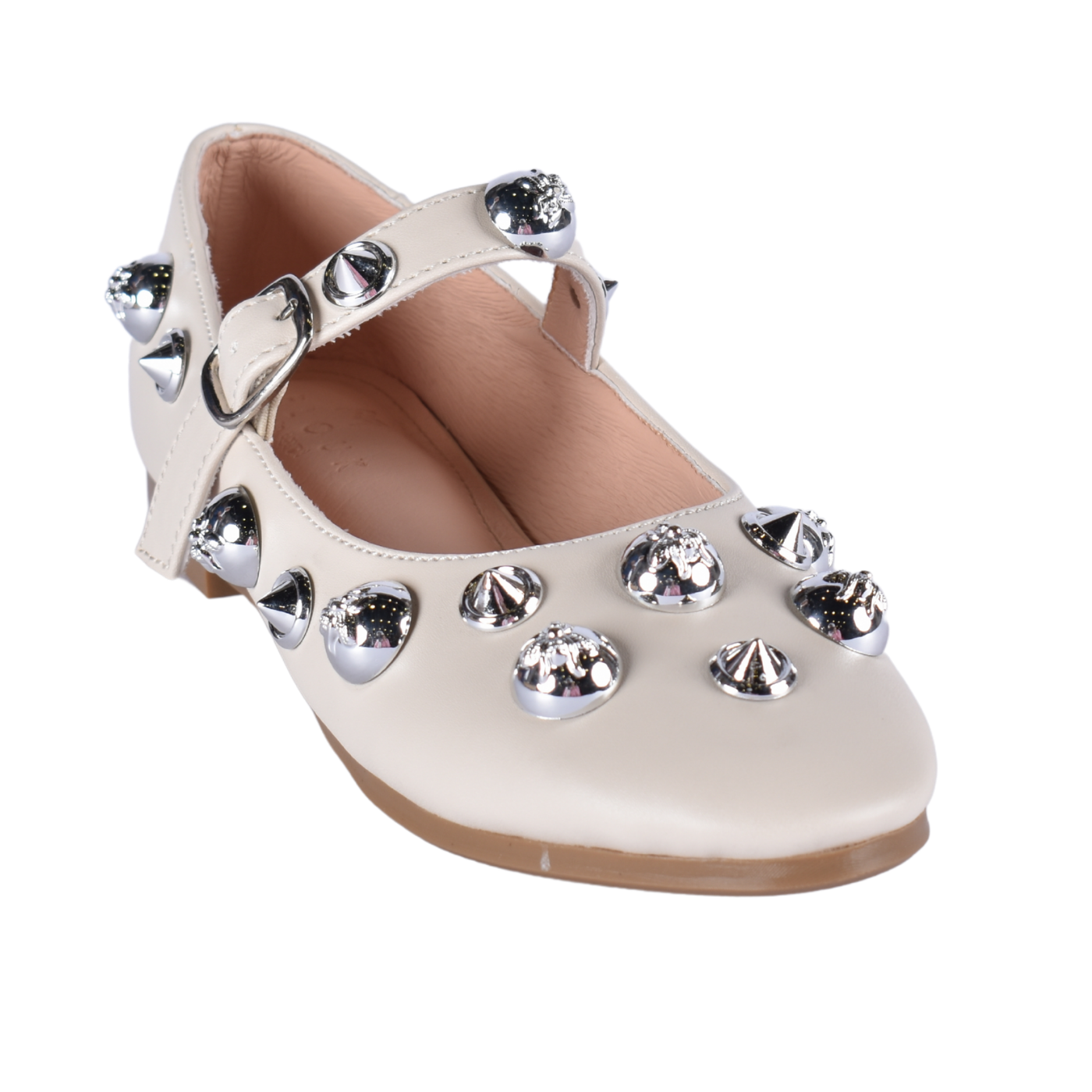 Studded Throat Slip On Leather Flats