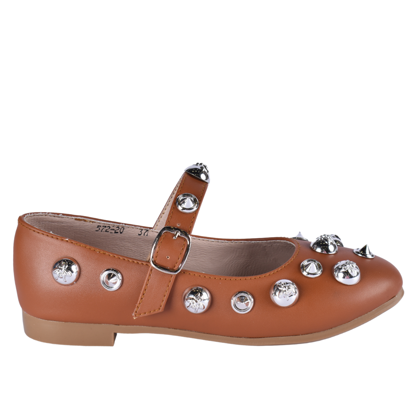 Studded Throat Slip On Leather Flats Melouk