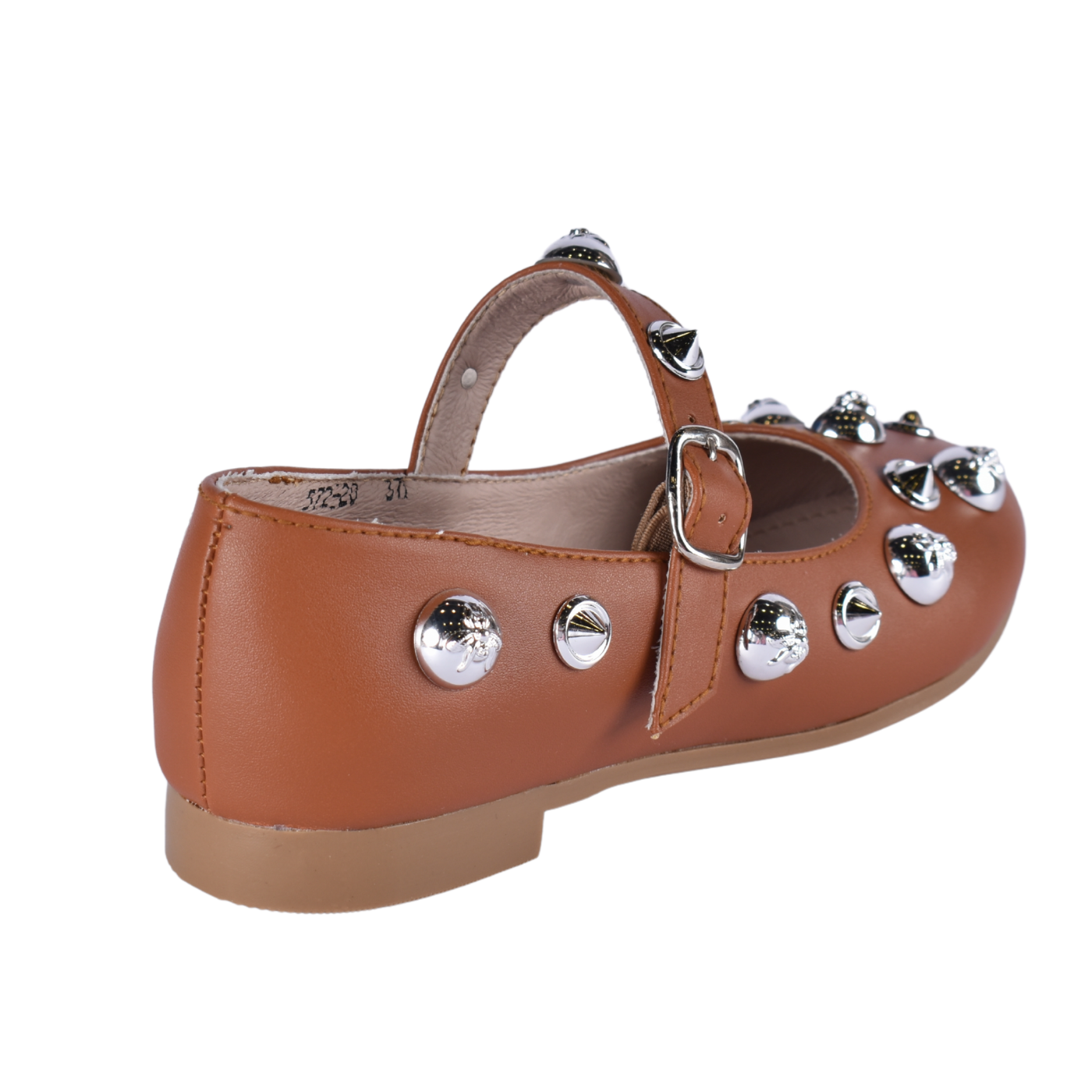 Studded Throat Slip On Leather Flats Melouk