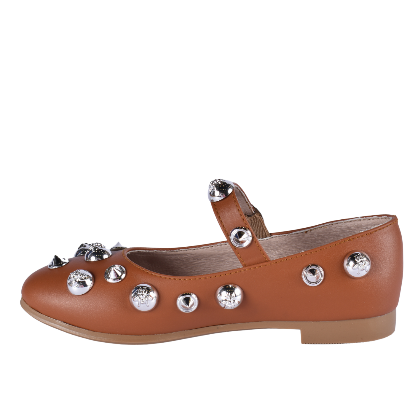 Studded Throat Slip On Leather Flats Melouk