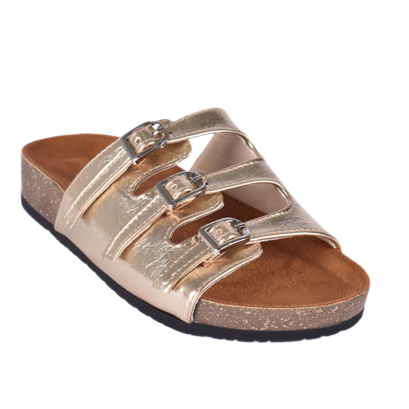 Leather Belt Slipper Gold Melouk