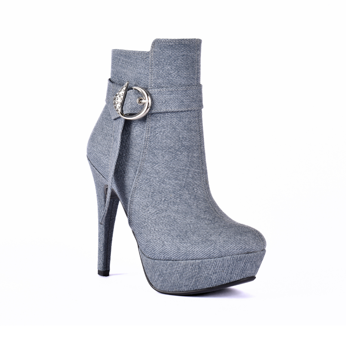 Pointed Heel Leather Ankle Boots With Details