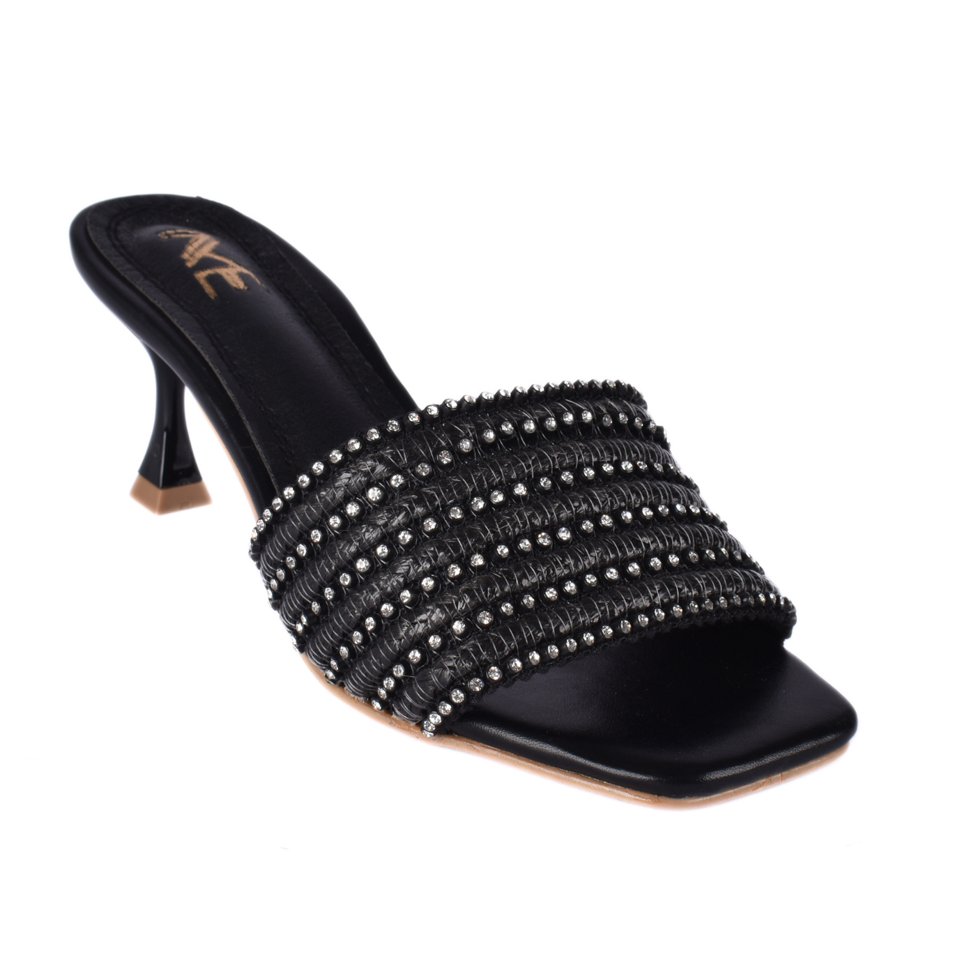 Studded Oval Heeled Mules