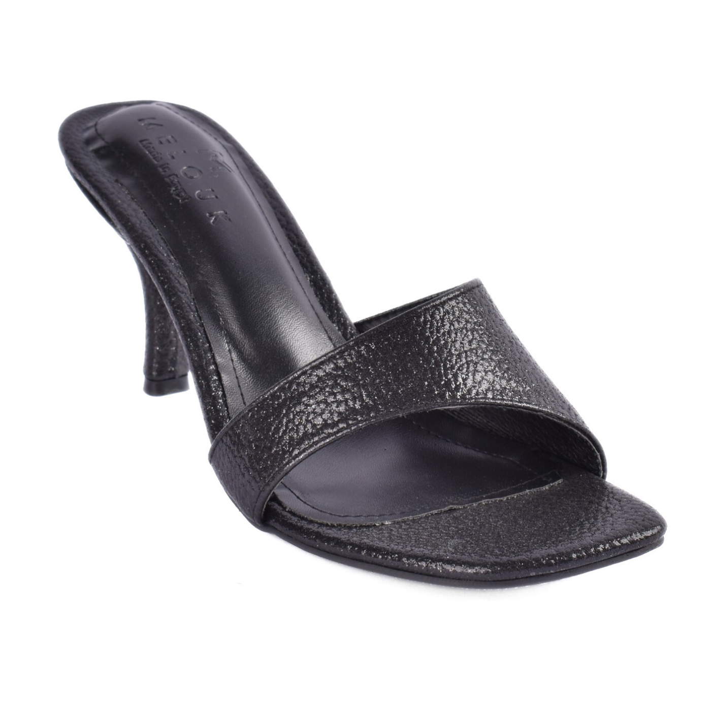 Women Elegant High Heel Sandal With Sparkling Finish Black Melouk
