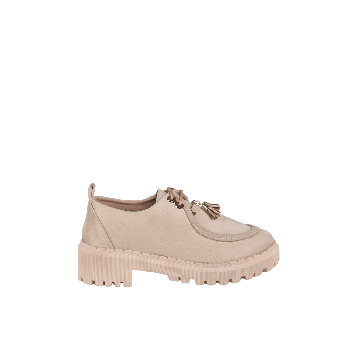 Flatform loafer made from Suede with fringe