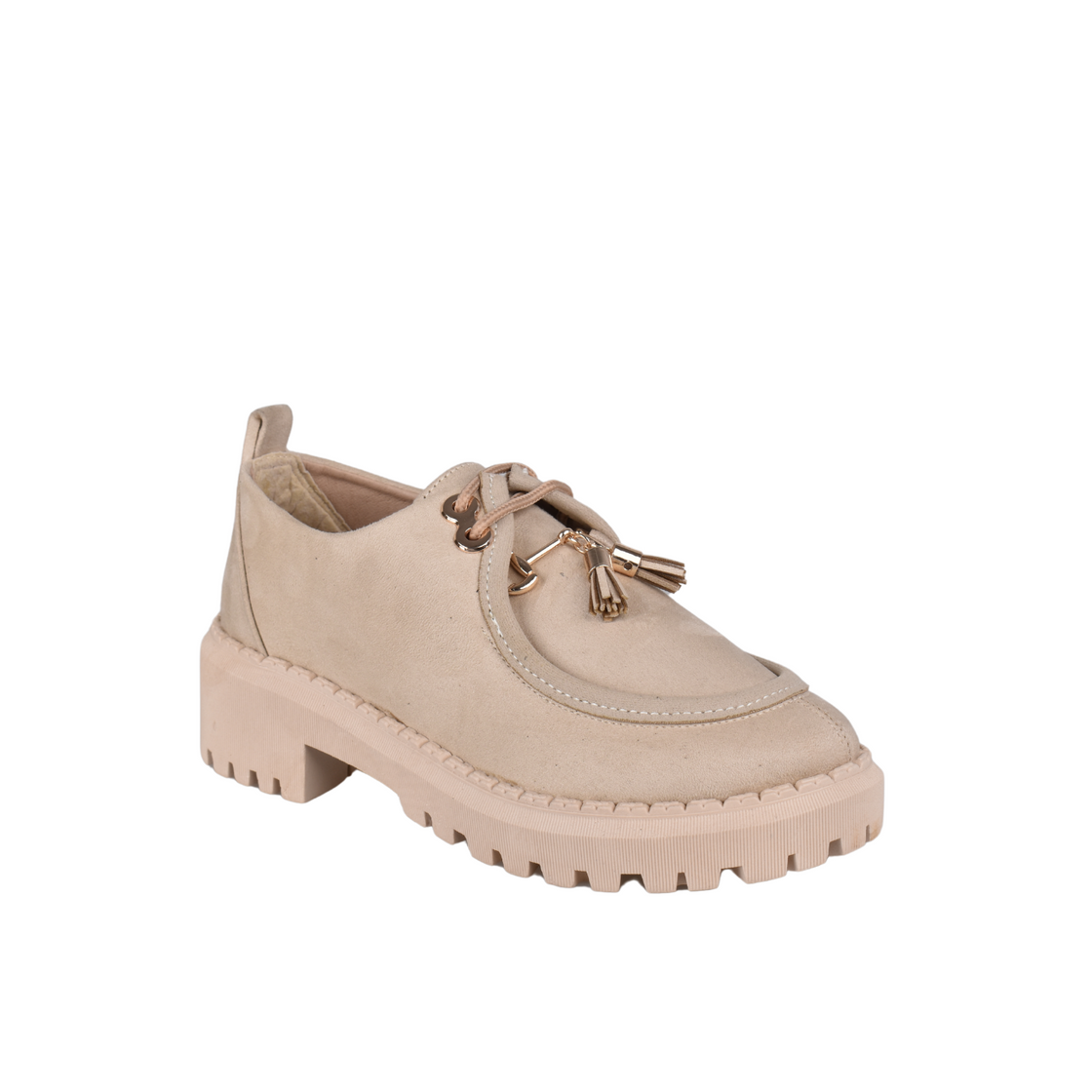 Flatform loafer made from Suede with fringe