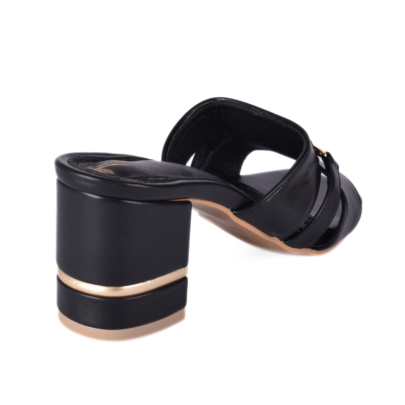Heeled Black Ring Toe Slippers