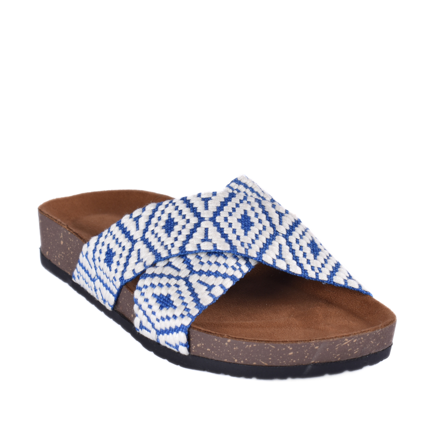 Flat Slipper With Details Blue Melouk