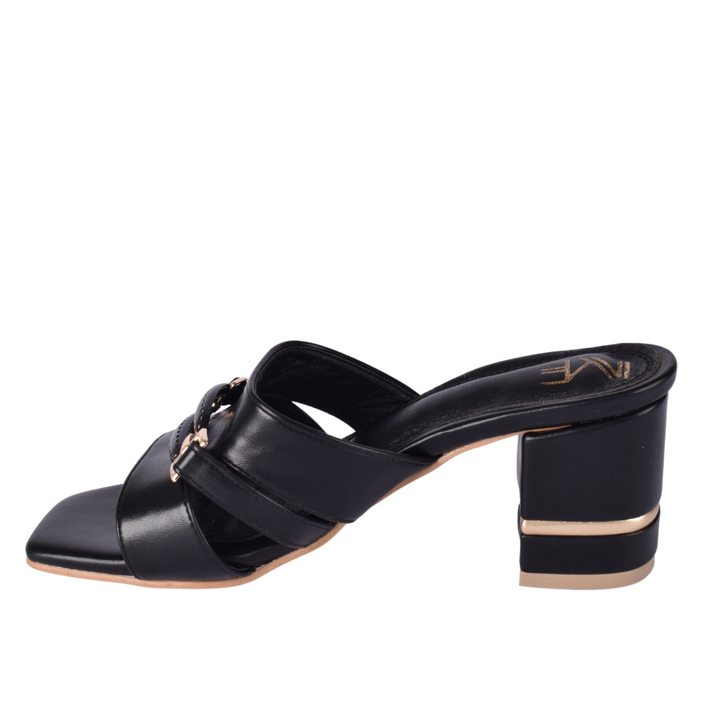 Heeled Black Ring Toe Slippers