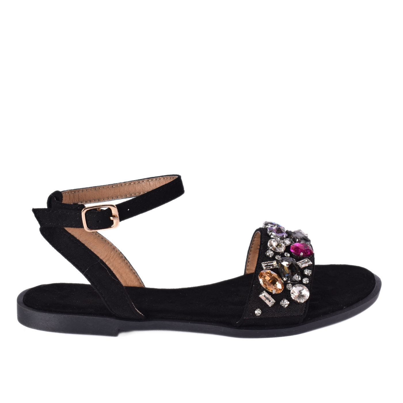 Sandals with multicolored beaded strap