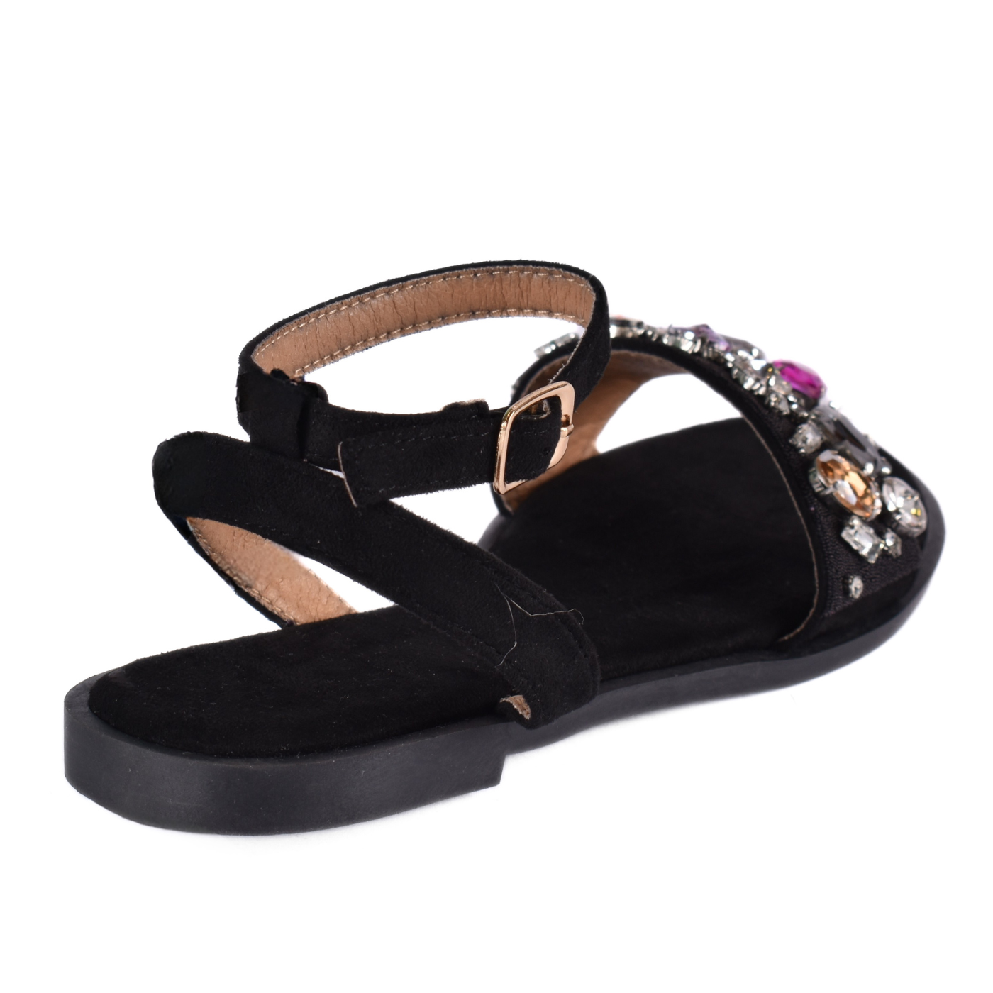 Sandals with multicolored beaded strap