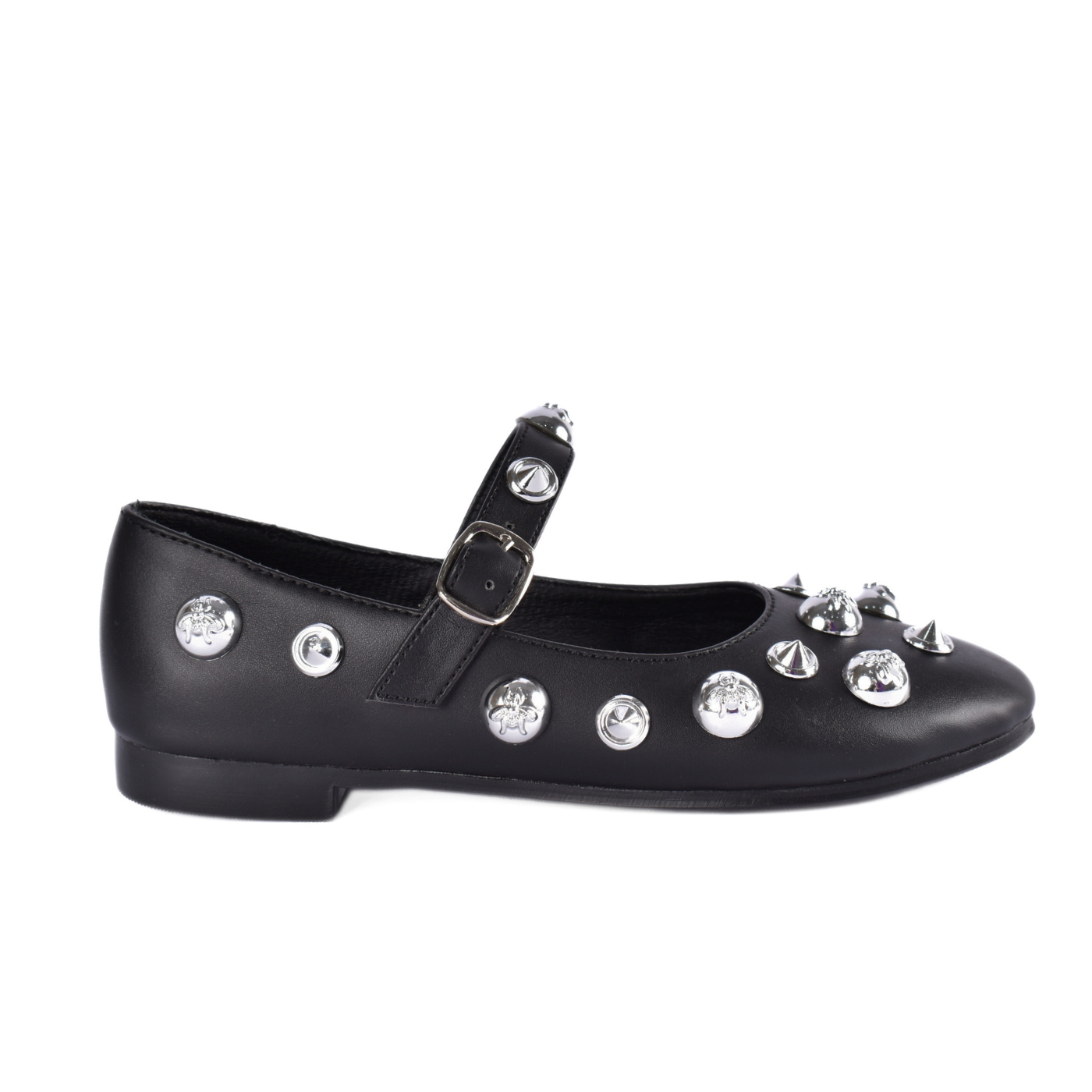 Studded Throat Slip On Leather Flats Melouk