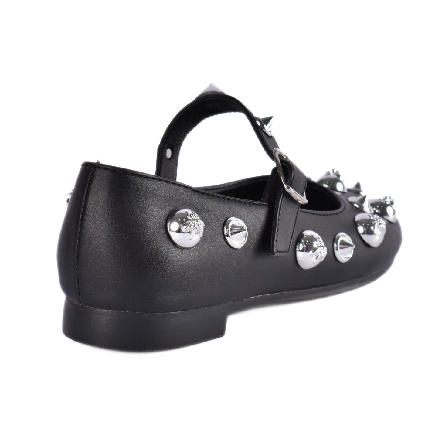 Studded Throat Slip On Leather Flats Melouk