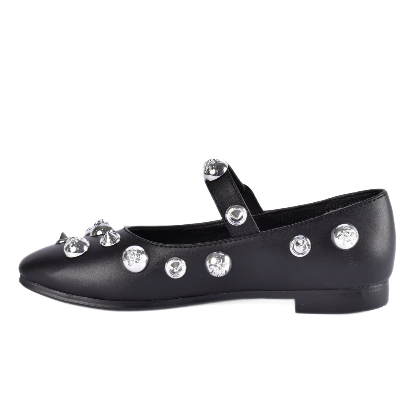 Studded Throat Slip On Leather Flats Melouk