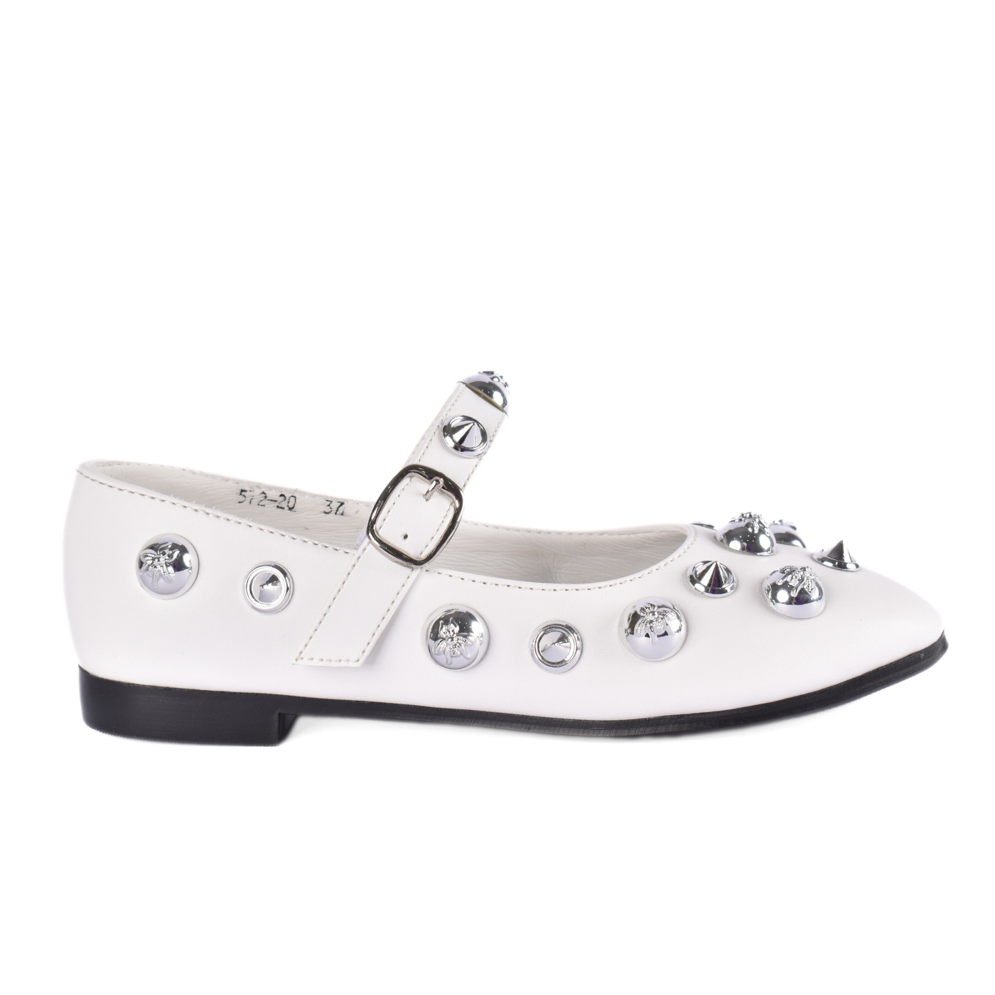 Studded Throat Slip On Leather Flats Melouk