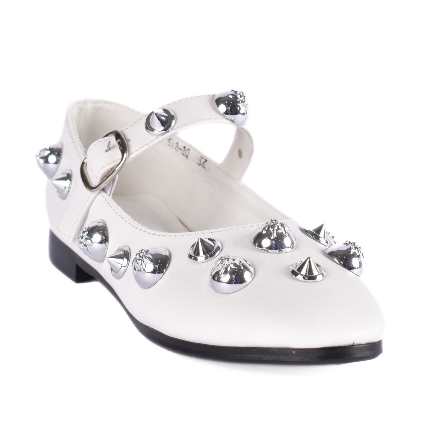 Studded Throat Slip On Leather Flats Melouk